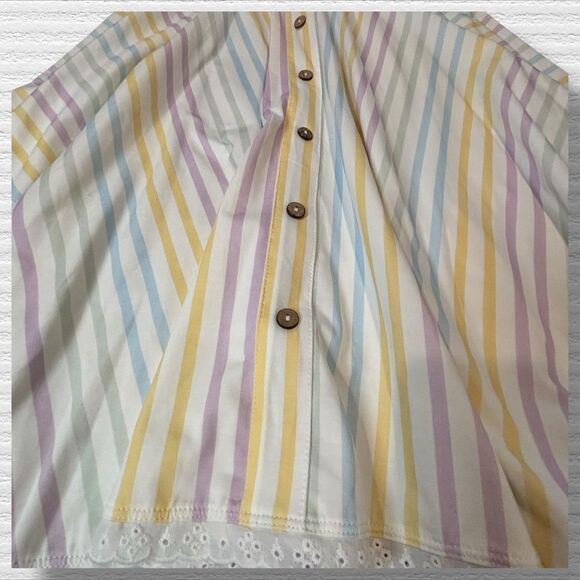 Omi Jo WDW Library Dress 11/12 NWT Spring Stripe Sleeveless Rare HTF Eyelet Trim - Picture 2 of 5